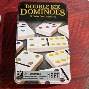 Double Six Dominoes Set with Color Dots